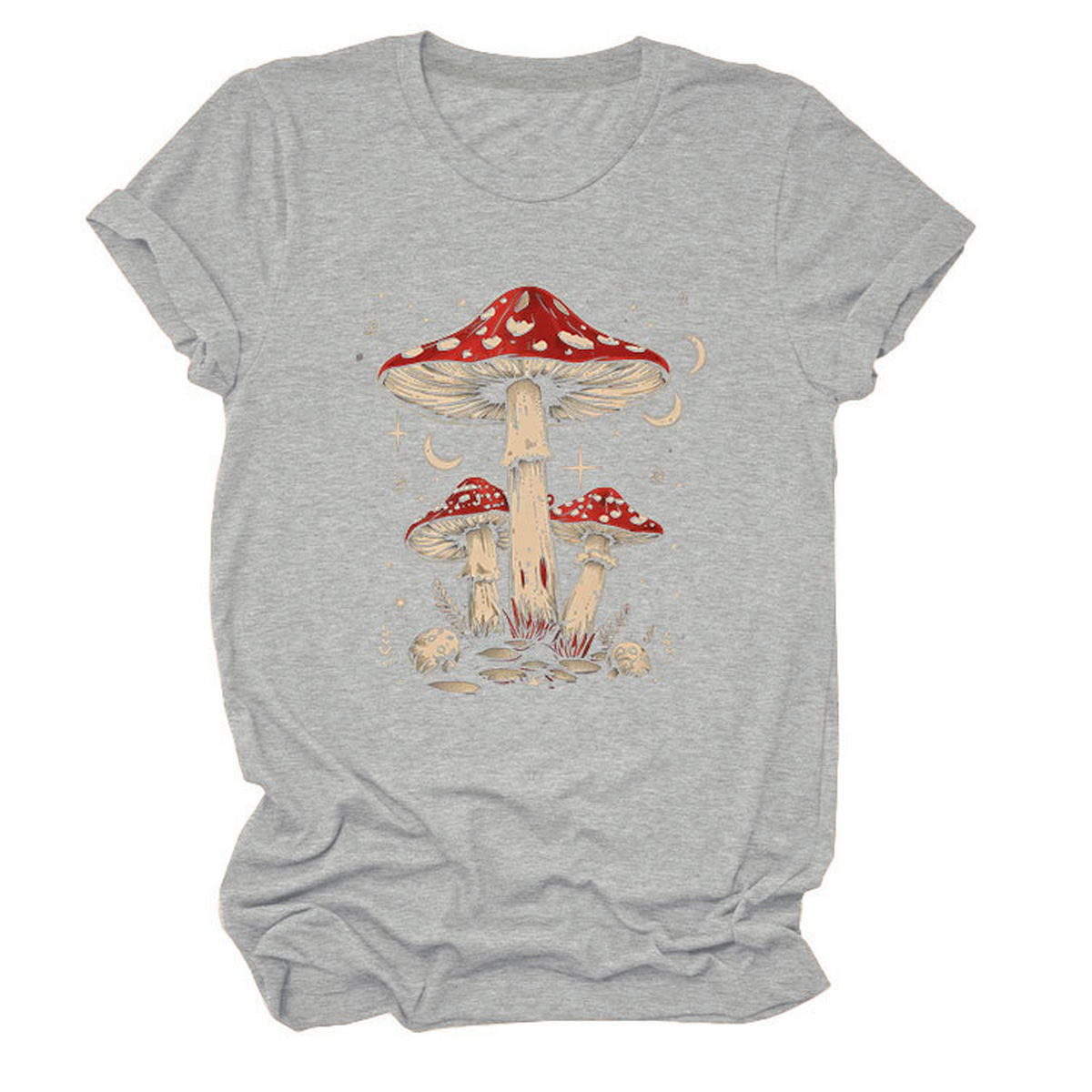 PLAYFUL RED MUSHROOM PRINT WOMENS BASE TEE_CWTTS1510