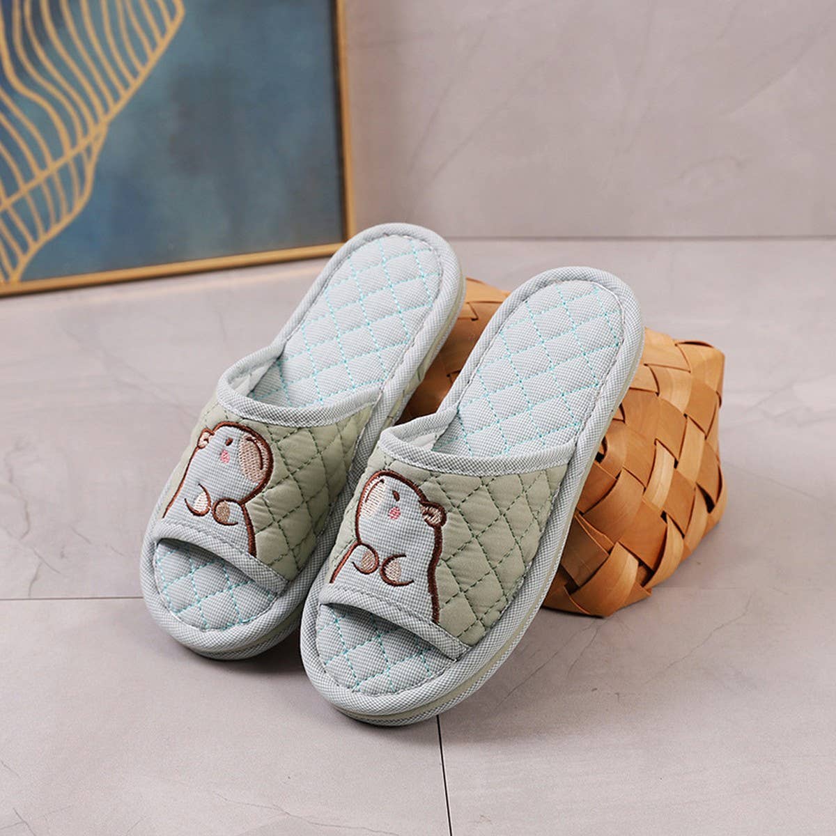 CAPYBARA INDOOR SLIPPERS WITH THICK FABRIC SOLE_CWSHF0192