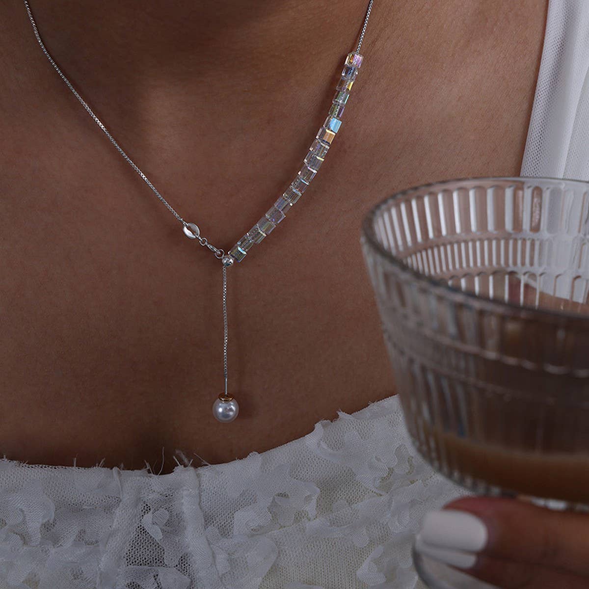 BLUE BUTTERFLY TITANIUM STEEL NECKLACE EARRINGS_CWAJE1085