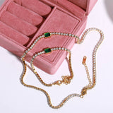 STAINLESS STEEL EMERALD ZIRCONIA NECKLACE_CWMM5557