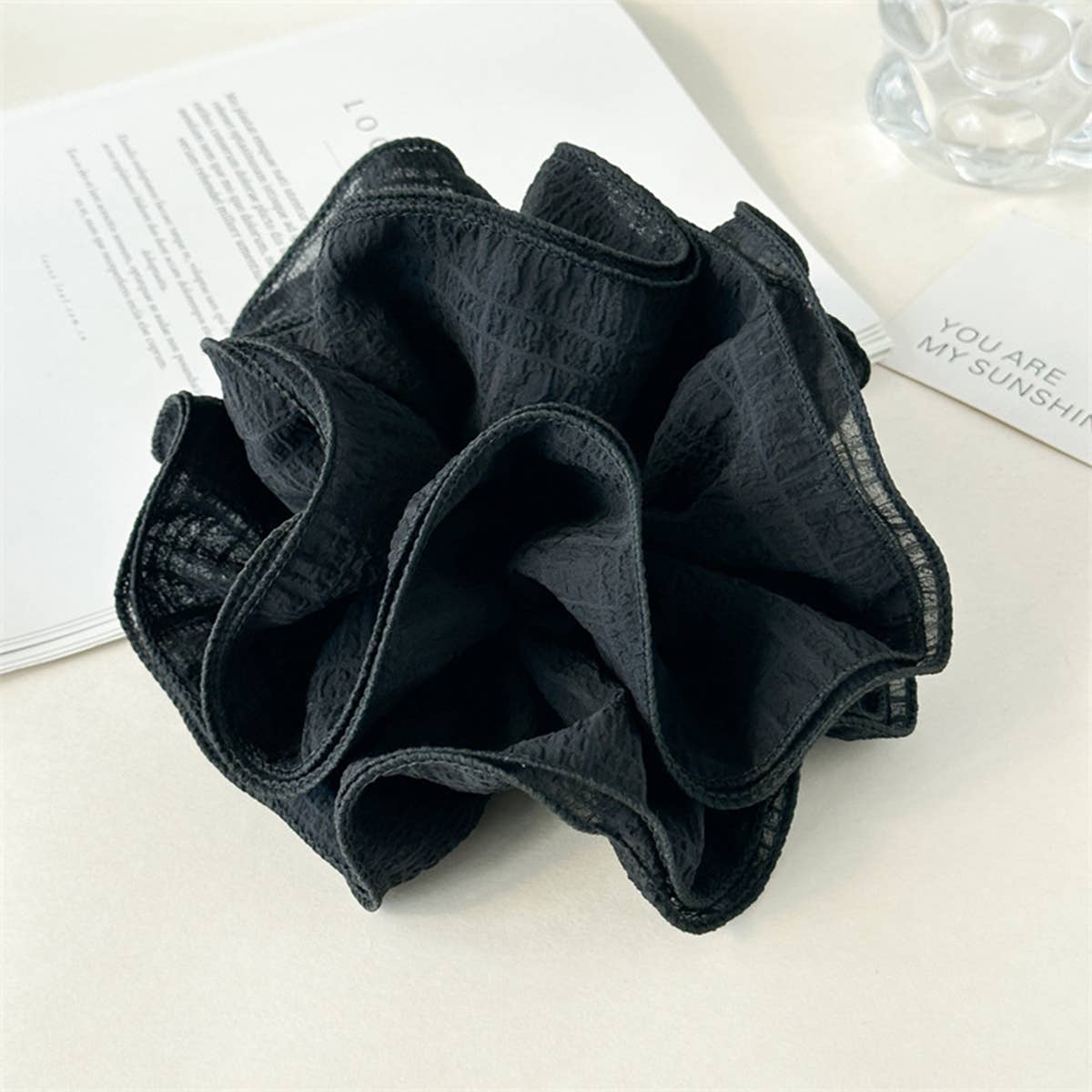Large Blue Chiffon Scrunchie Ponytail Holder_Cwaha07529