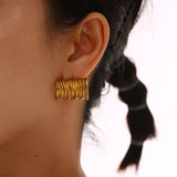 MINIMALIST 18K STEEL SQUARE WAVE STUD EARRINGS_CWMM8925