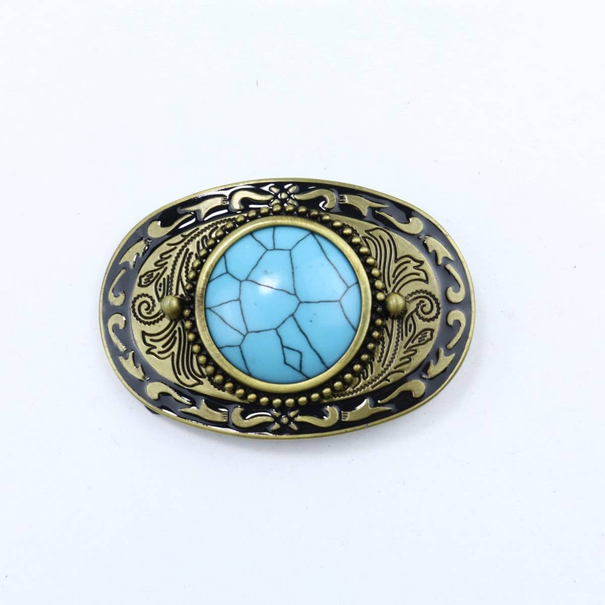 Western Belt Buckle With Turquoise Accents_Cwabe0428