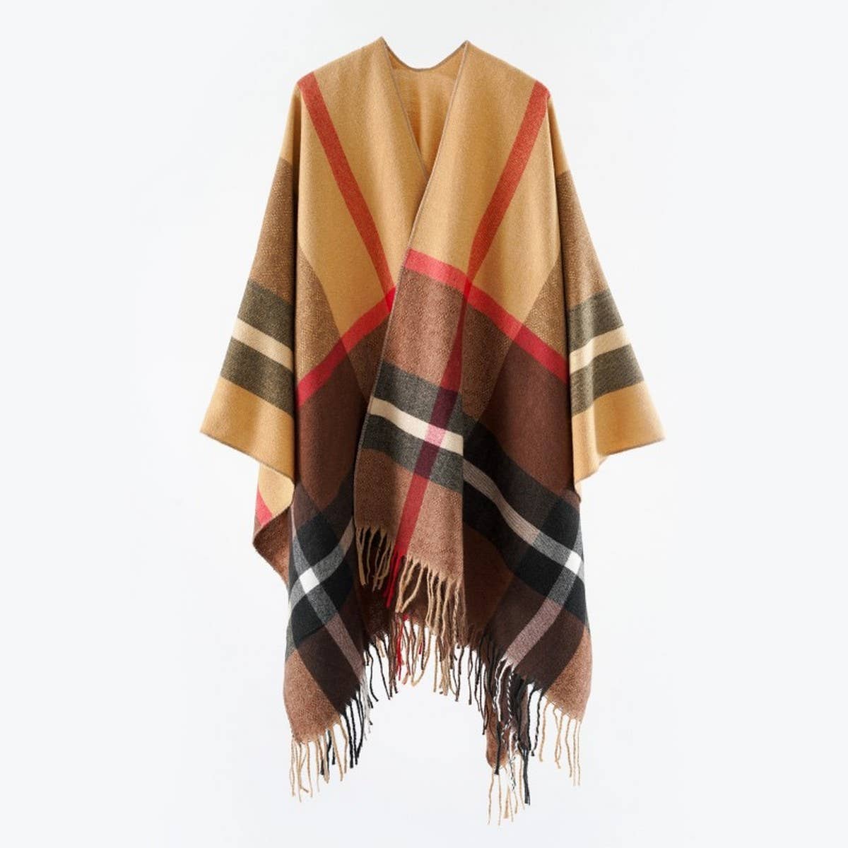 NEW WINTER WARM GRADIENT PLAID TASSEL SHAWL_CWMM2090
