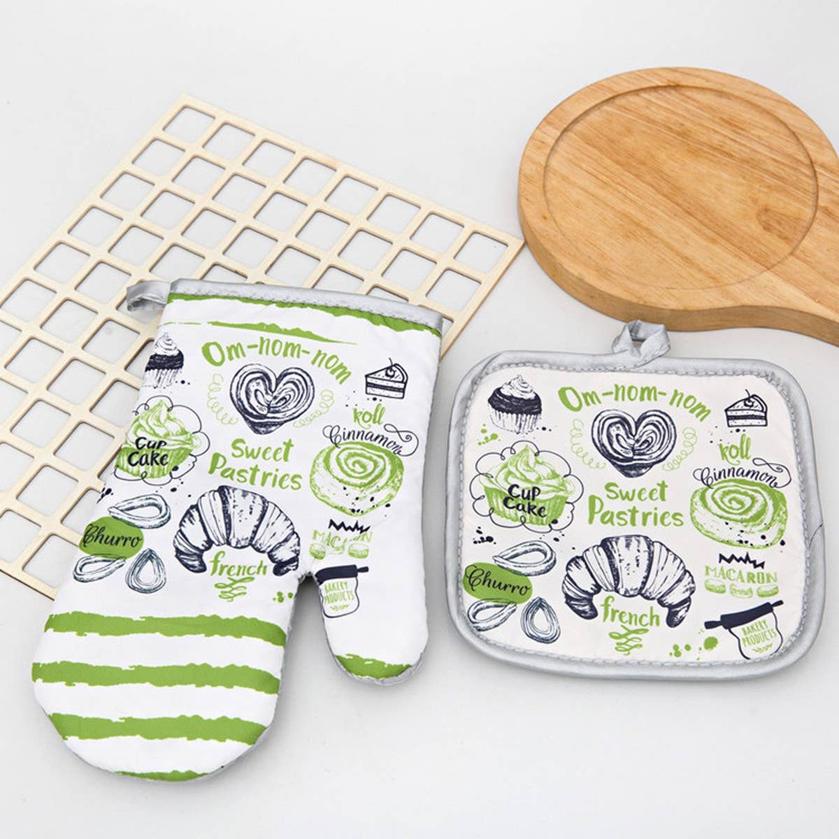 KITCHEN TWO PIECE BAKING SCALD PROOF GLOVES_CWMM1453