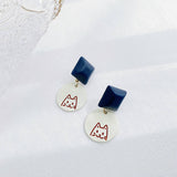 SIMPLE KLEIN BLUE CUTE CAT EARRINGS_CWAJE1645