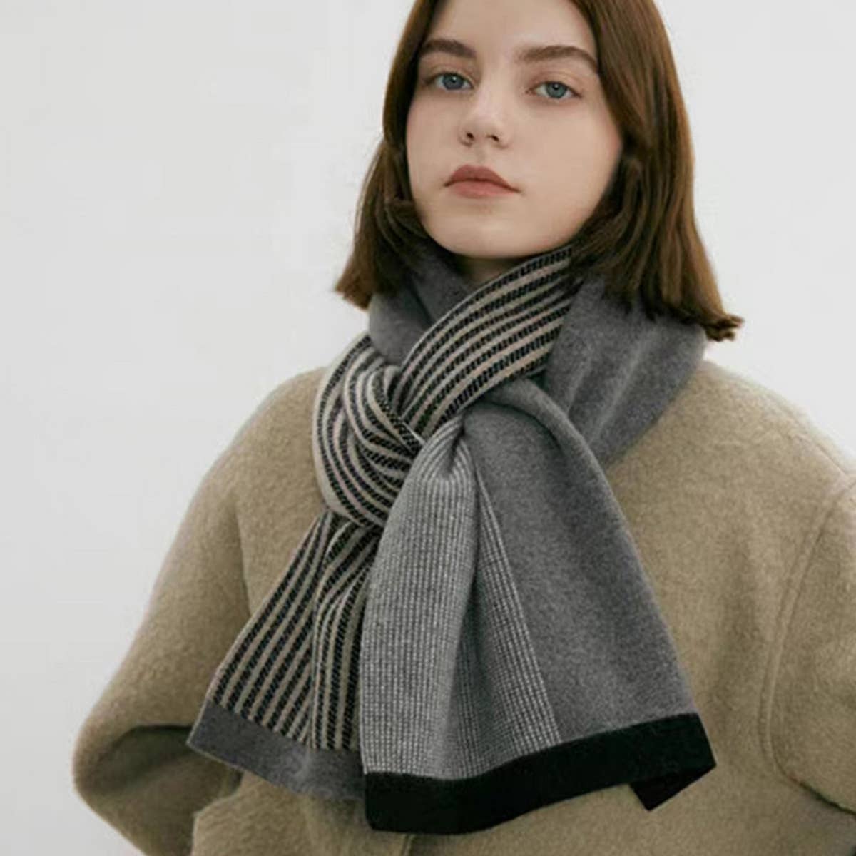 KNIT SCARF UNISEX ELEGANT WINTER COUPLES WRAP_CWASC0326