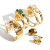 HOLLOW PEARL STONE OPEN CUFF IN STAINLESS STEEL_CWAJE4632