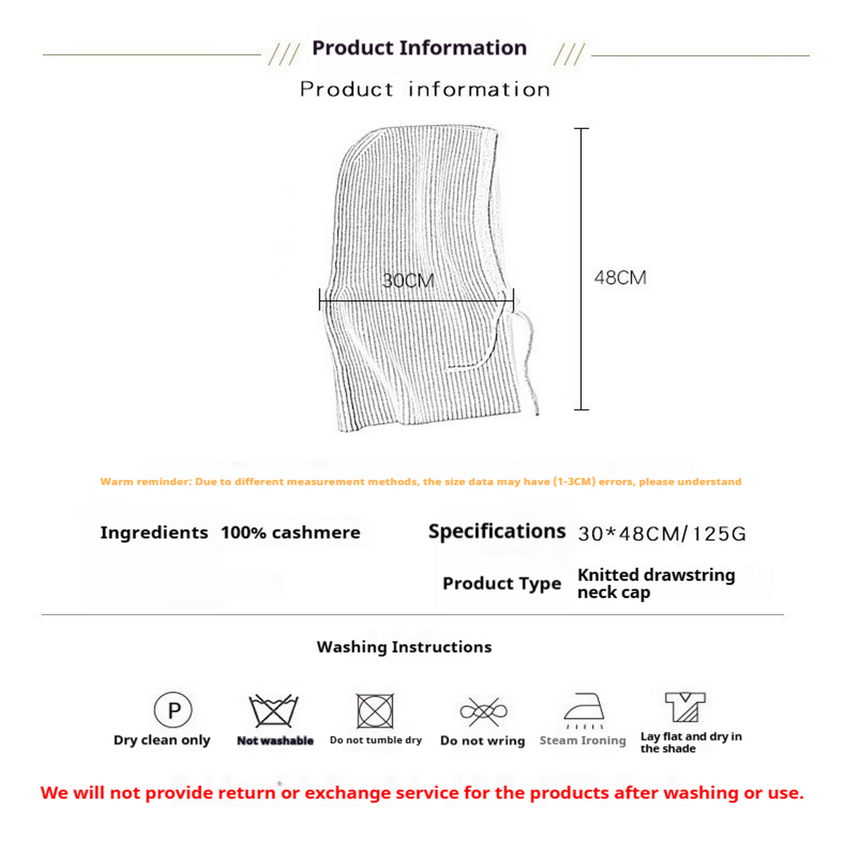 CASHMERE BALACLAVA HAT KNIT HOOD SCARF FOR HER_CWAH3994