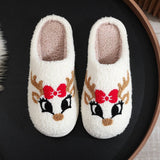 CUTE DEER HORN CHRISTMAS ELEMENT COTTON SLIPPERS_CWSHS0448