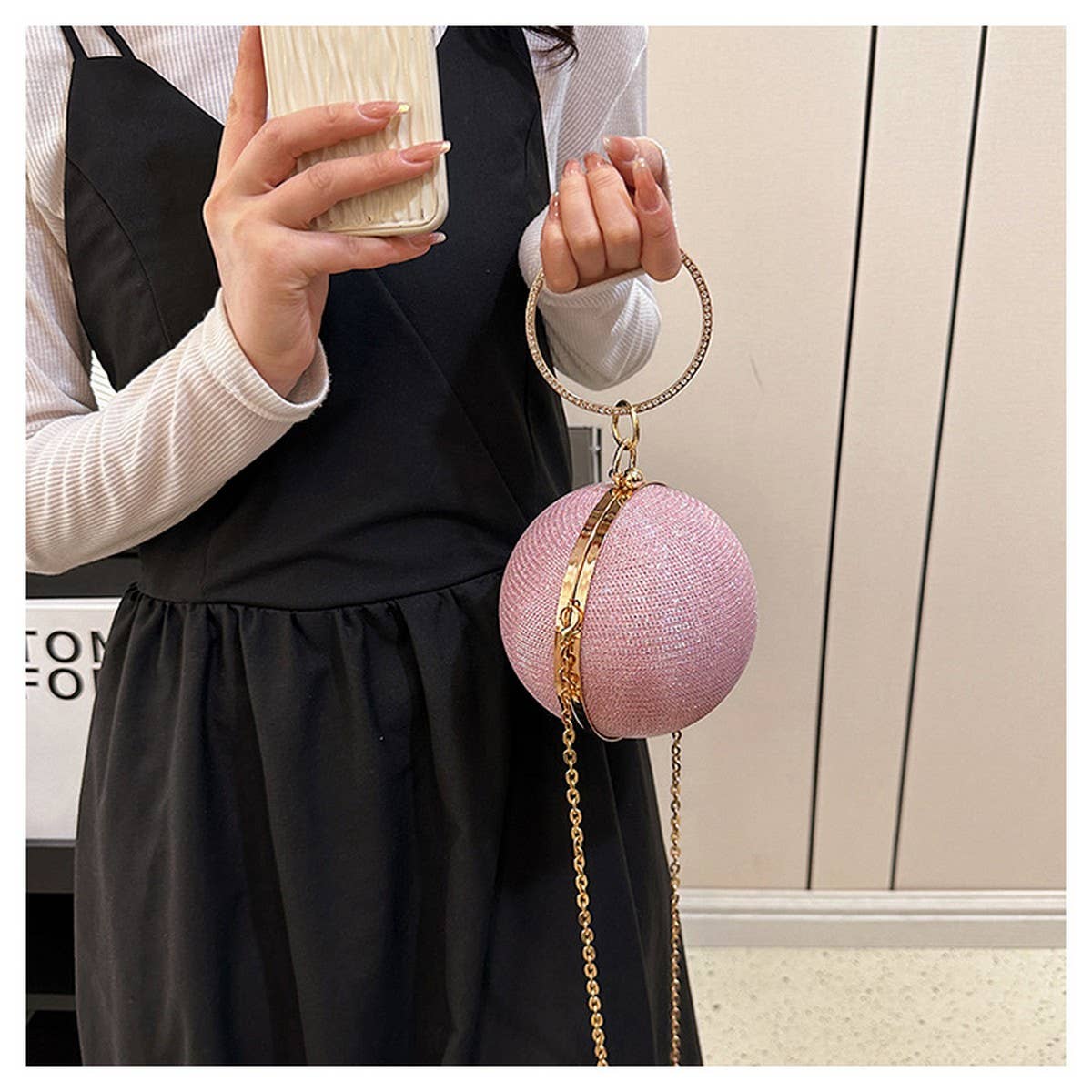DIAMOND STUDDED SPHERICAL EVENING BAG CLUTCH _CWAB3247