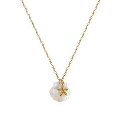 SUMMER STARFISH SHELL STAINLESS STEEL NECKLACE_CWMM3745