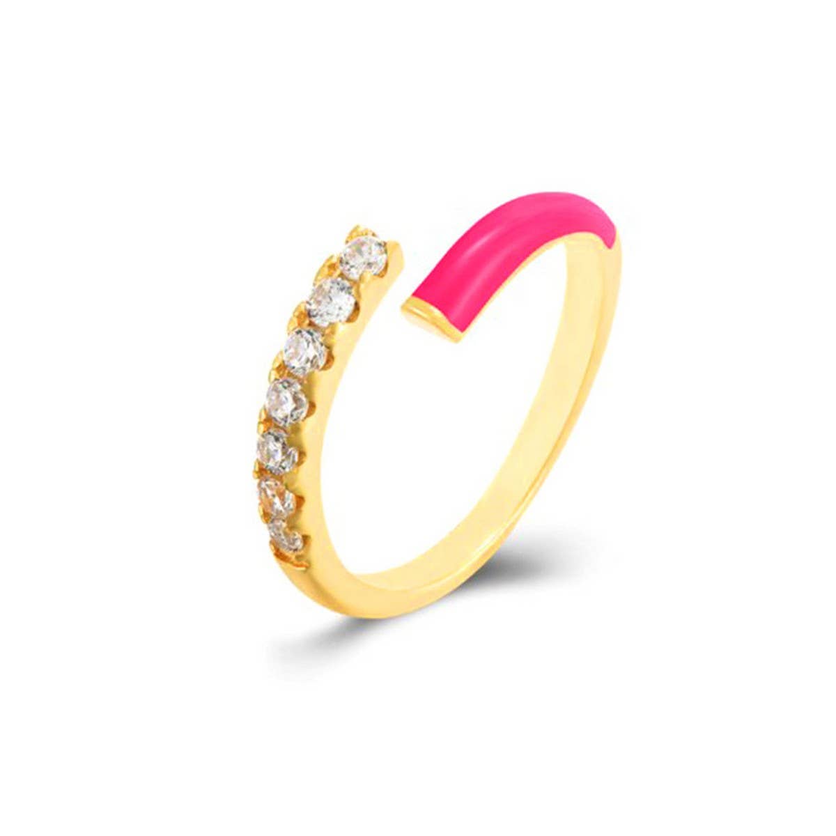 DOUBLE LAYER COLOR OIL DROP OPEN RING_CWAJE1737