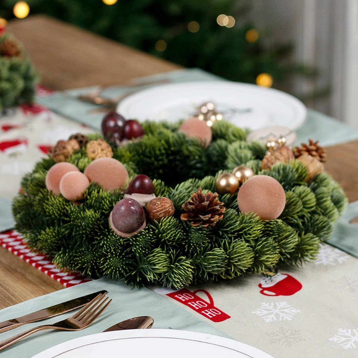 Ins Nordic Faux Nordic Pine Christmas Wreath_Cwmm9926