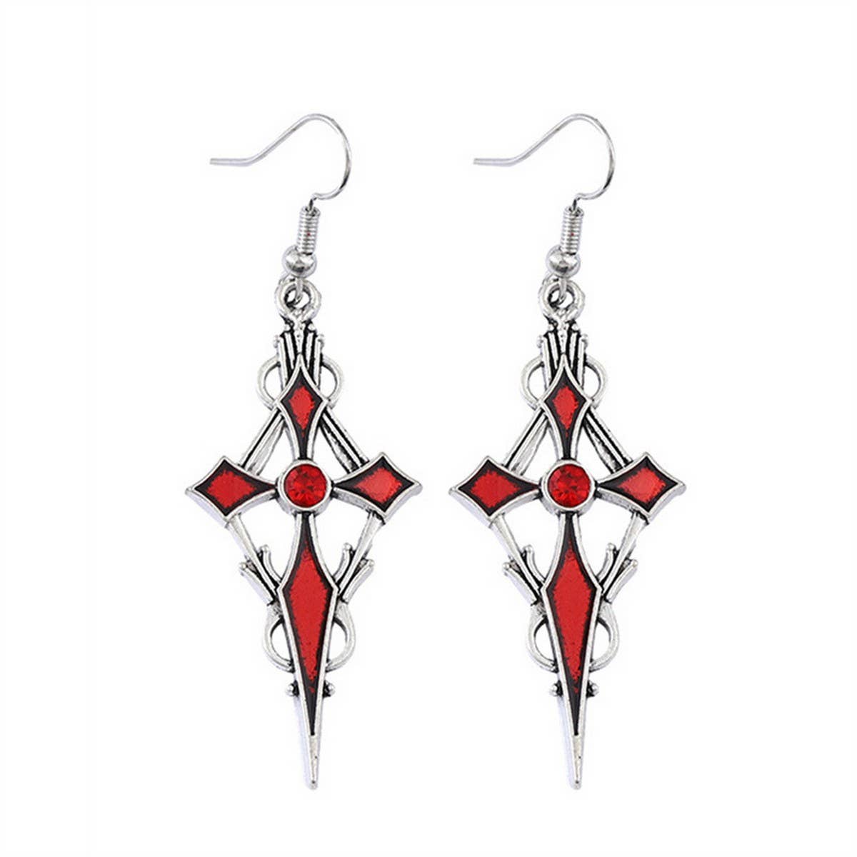 PERSONALIZED POINTED CROSS VAMPIRE EARRINGS_CWAJE1982