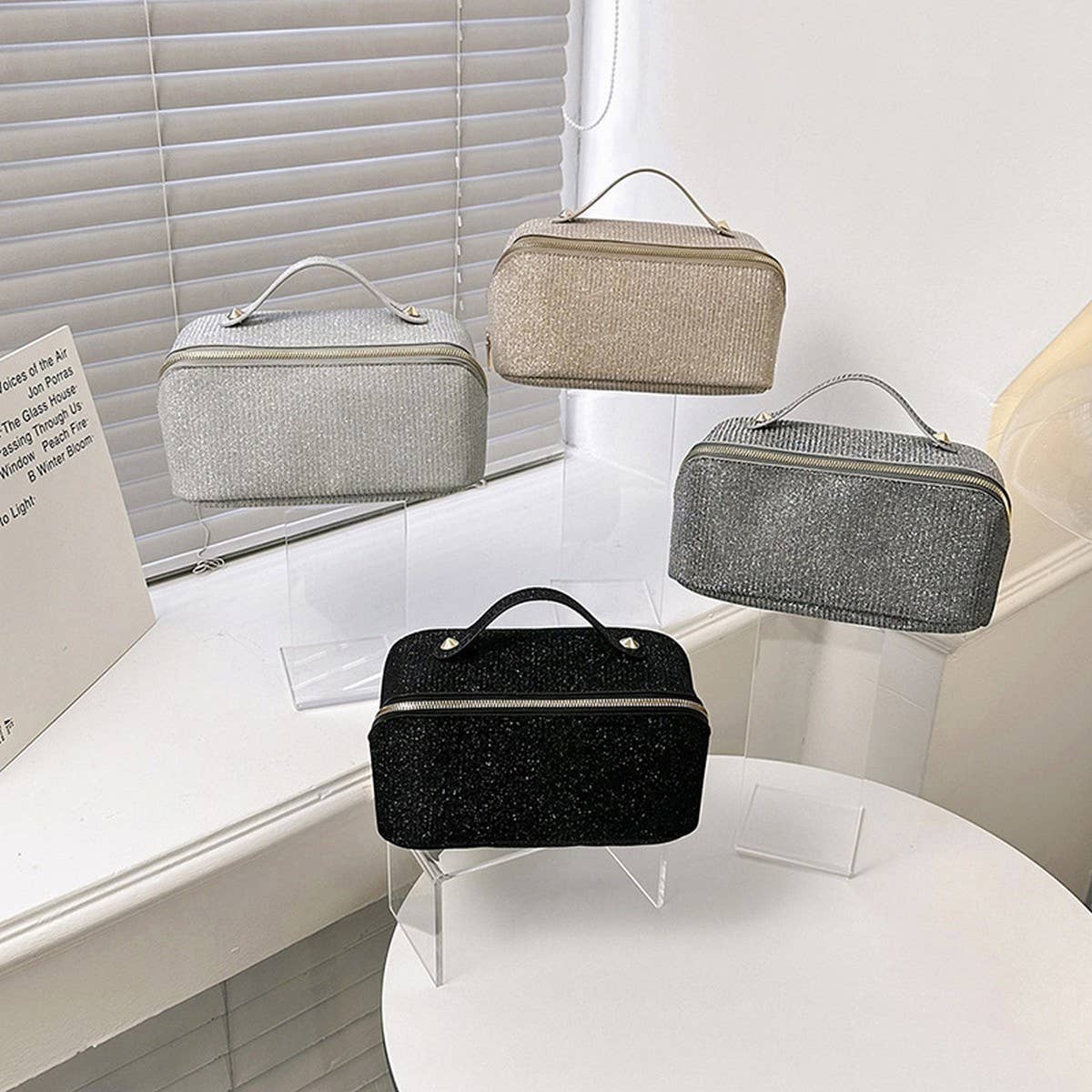 NEW FLAT LARGE CAPACITY SHINY COSMETIC BAG_CWAB4374