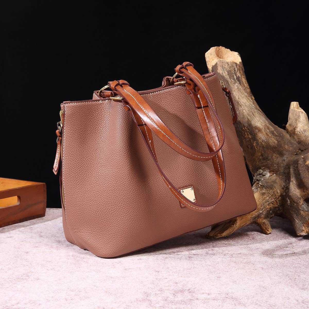 RETRO PEBBLE LITCHI GRAIN TEXTURE SHOULDER BAG_CWAB0926