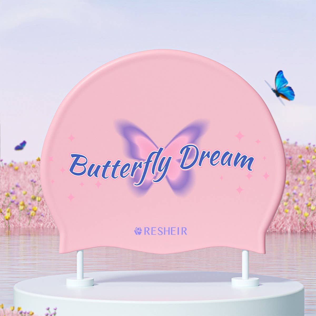 Women'S Silicone Swim Cap, Long Hair, Ear Cover_Cwmm6714