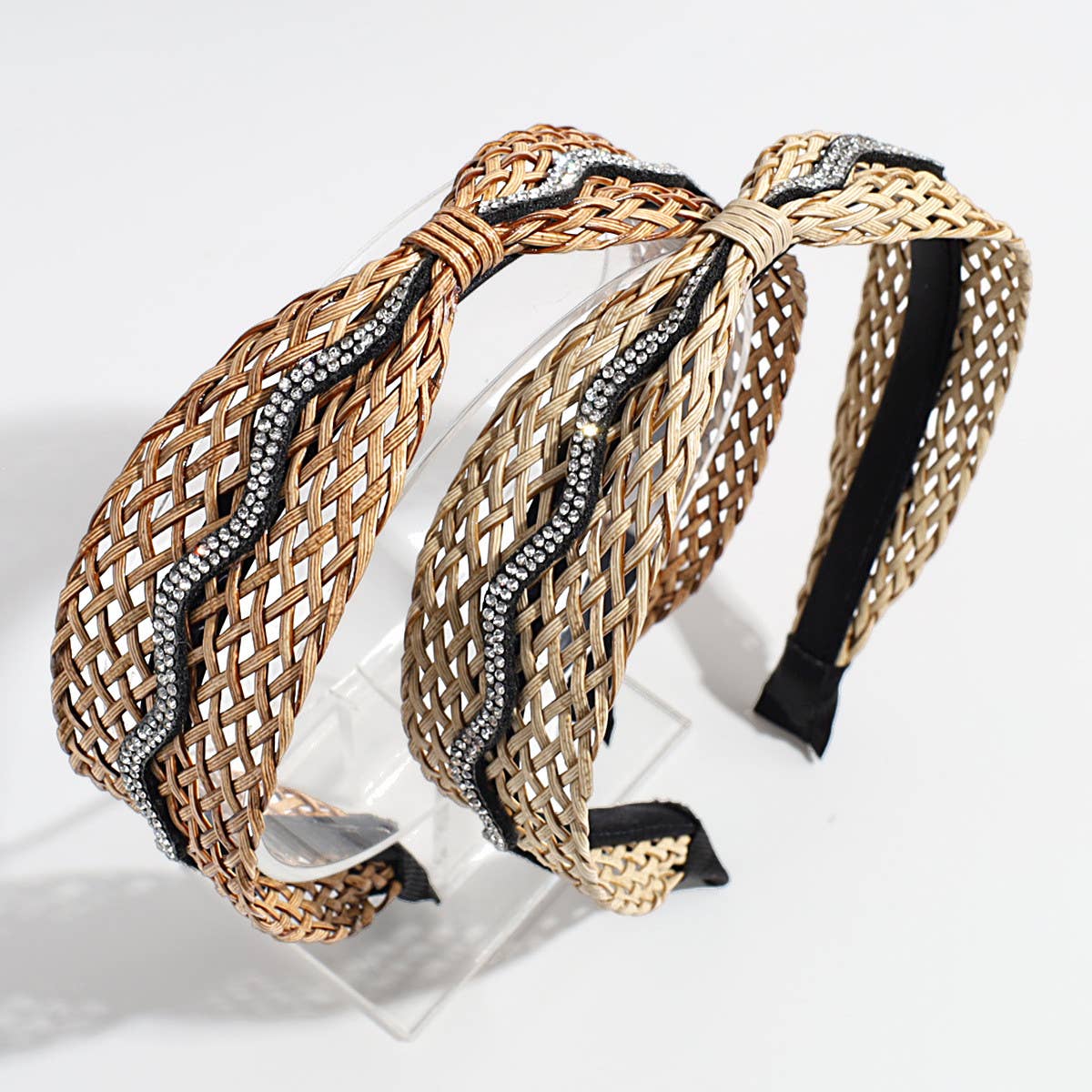 Wave Rhinestone Knotted Braided Headband