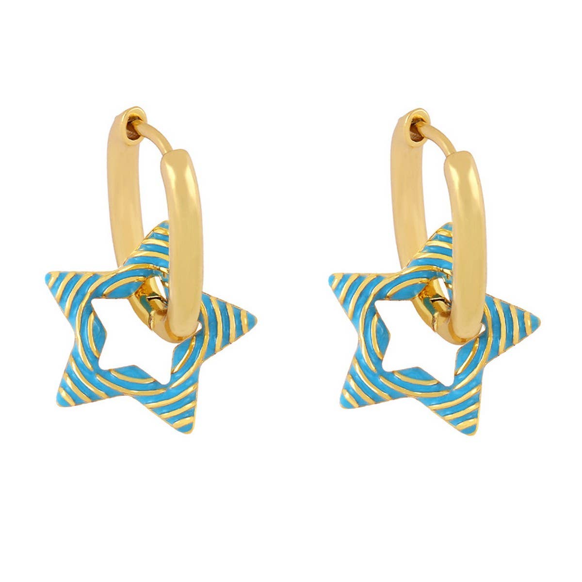 COLORFUL OIL DROP STAR SHAPED EARRINGS_CWAJE1011