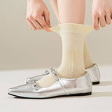 THIN SOLID RUFFLE CREW SOCKS FOR SUMMER_CWMS1374