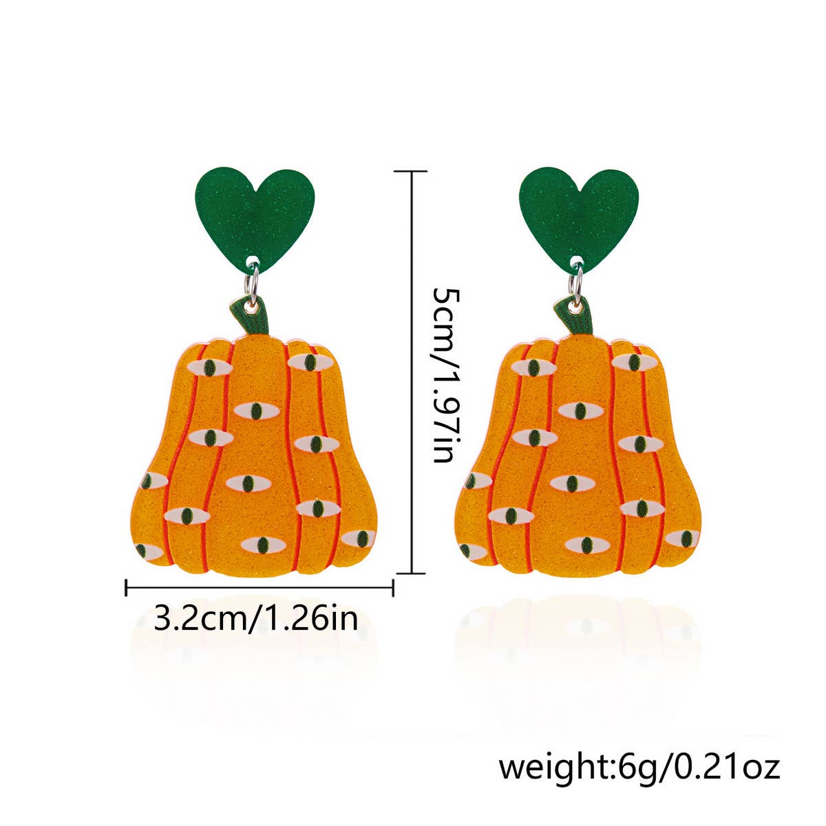 HALLOWEEN FUNNY PUMPKIN BAT LEAF EARRINGS_CWAJE2421