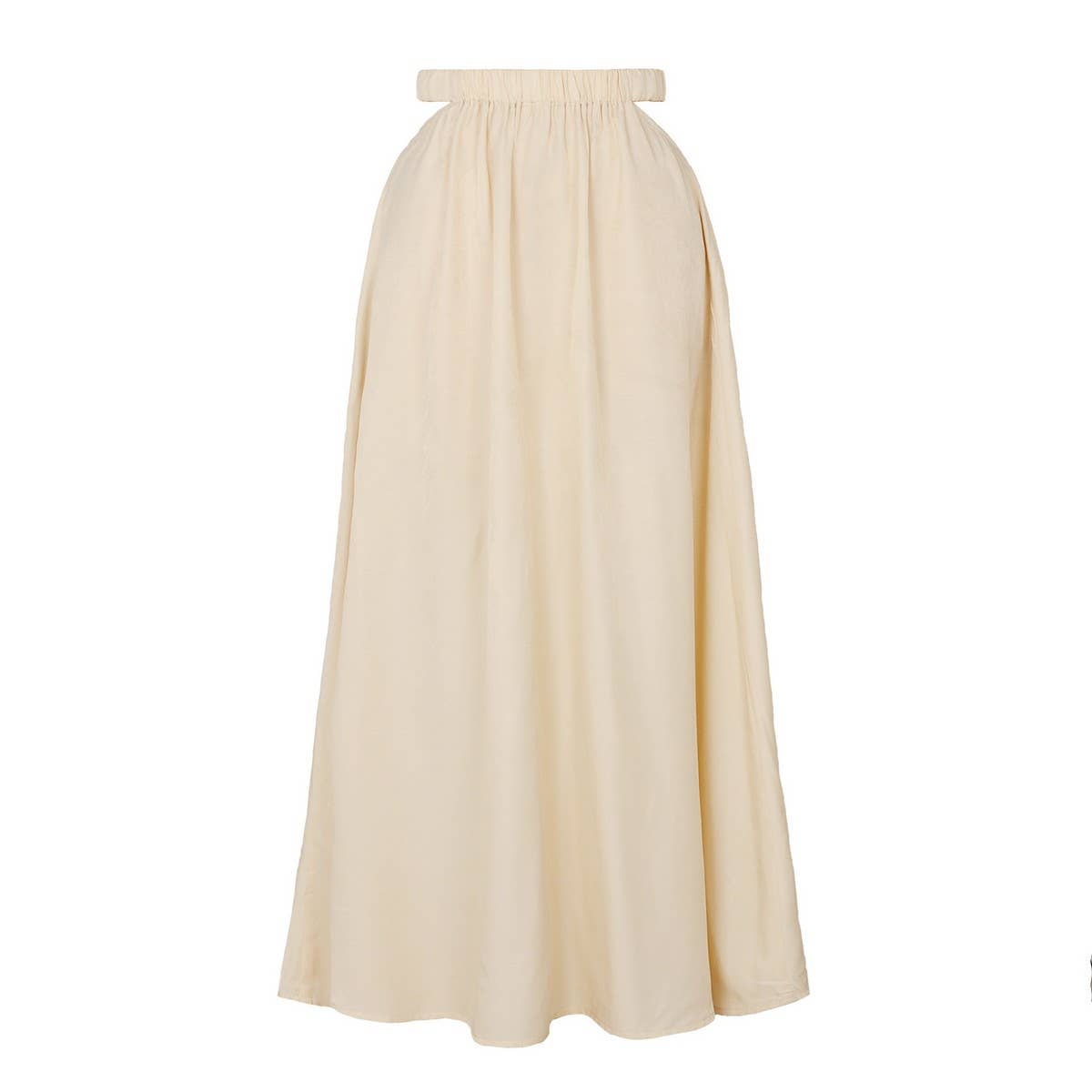 SOLID COLOR SKIRT HIGH WAIST ELASTIC LONG SKIRT_CWBSS0411