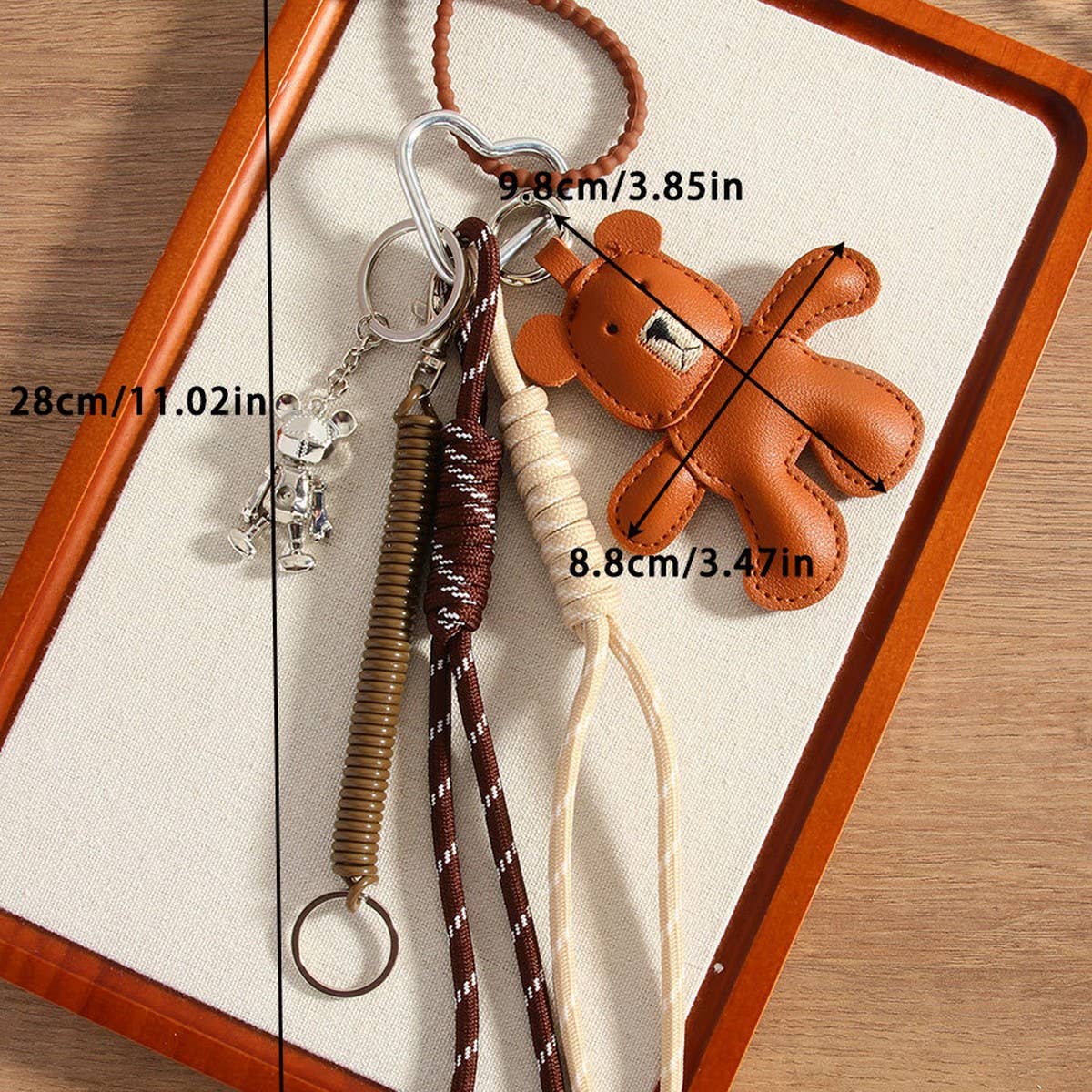 MOVABLE BROWN BEAR KEYCHAIN FAUX LEATHER ALLOY_CWMM7548