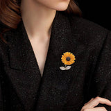 Cwaje2575_Sunflower Diamond Anti-Exposure Pin Brooch