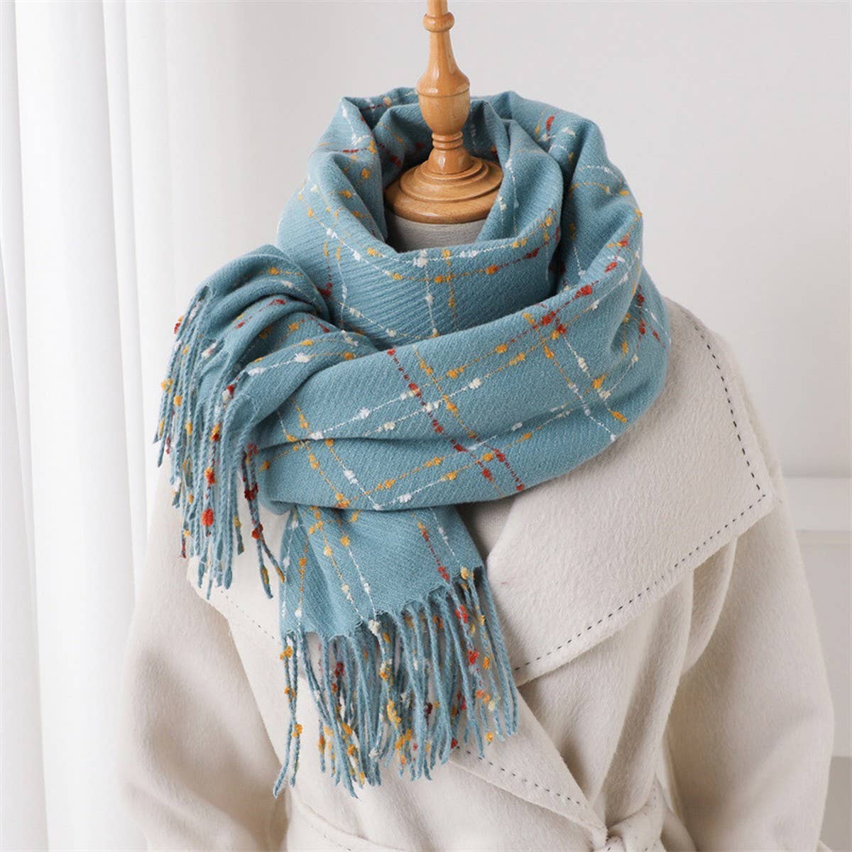 LIGHTWEIGHT KOREAN STYLE FRINGE WINTER SCARF WRAP_CWASC2780
