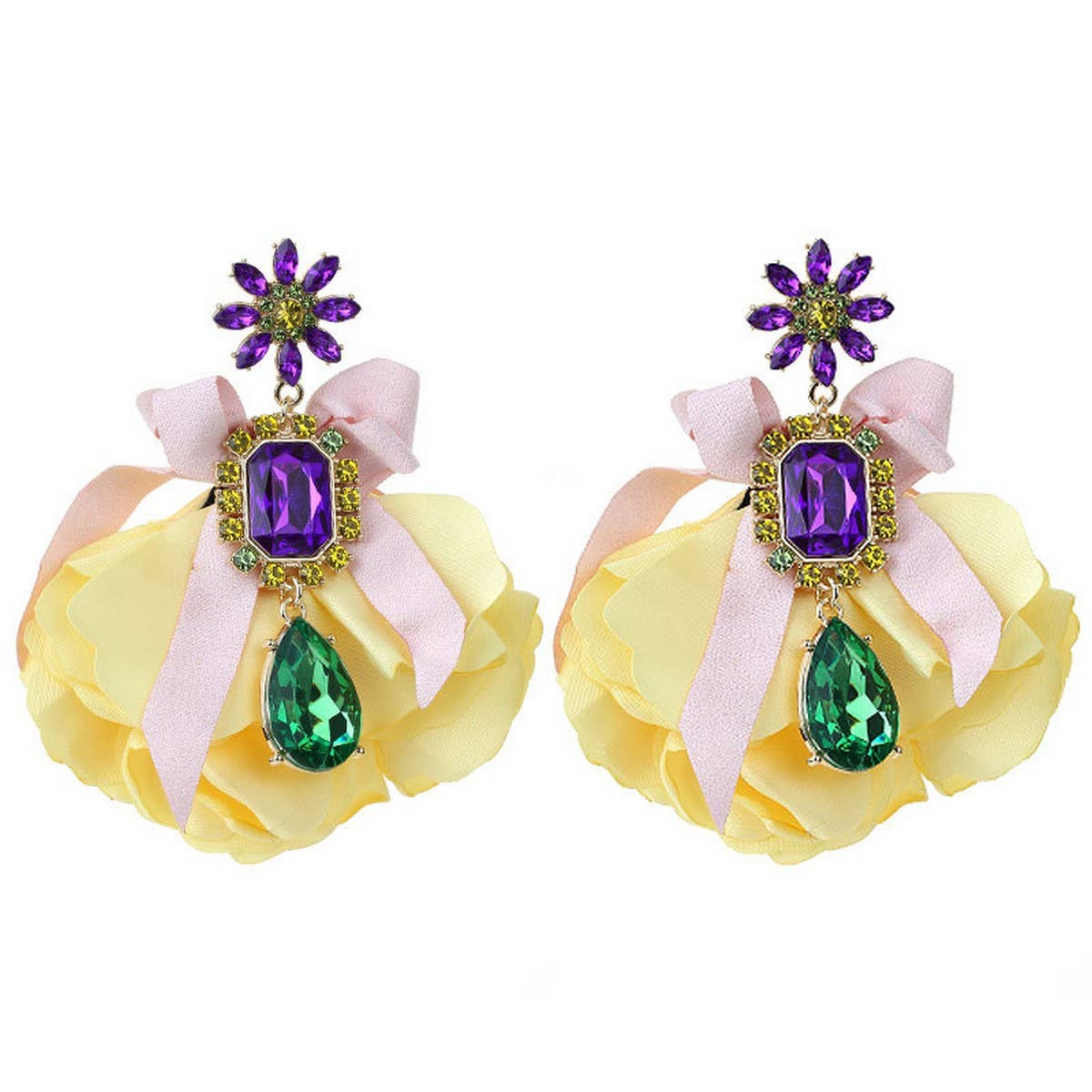 HANDMADE FLORAL FABRIC EARRINGS ELEGANT WOMANS_CWMM6173