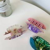 LOTUS FLOWER ACETATE HAIR CLAW RHINESTONE CUTE_CWAHA2159