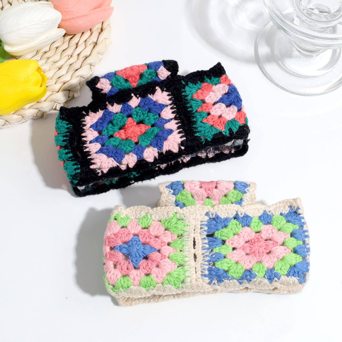 FRENCH KNIT HAIR CLAW 12CM WIDE COLORFUL CLIP_CWAHA2194