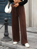 Solid Color Velvet Drawstring Loose Casual Pants