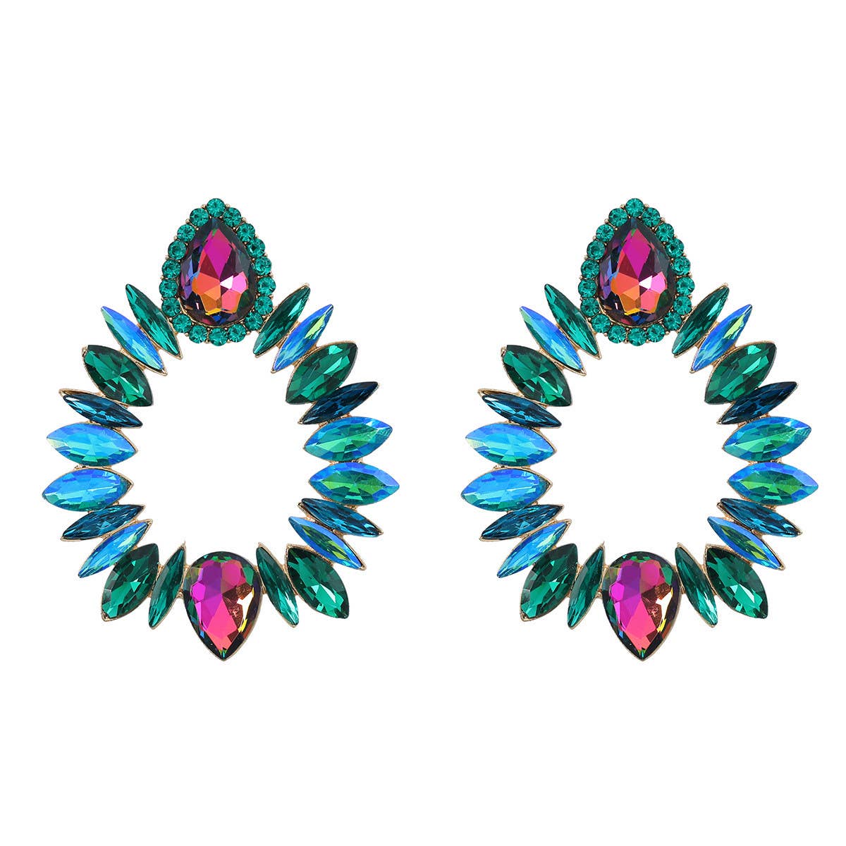 COLORFUL CRYSTAL GEOMETRIC DROP STUD EARRINGS_CWAJE0536