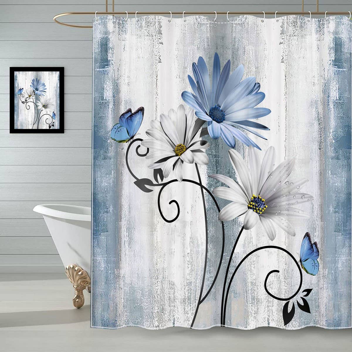 FLOWER WATERPROOF BATHROOM SHOWER CURTAIN_CWMM1798