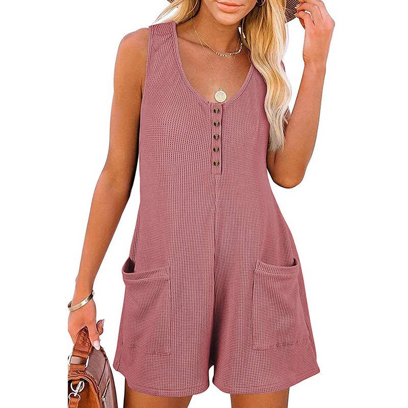 Textured Multi-Pocket Straight-Leg Jumpsuit