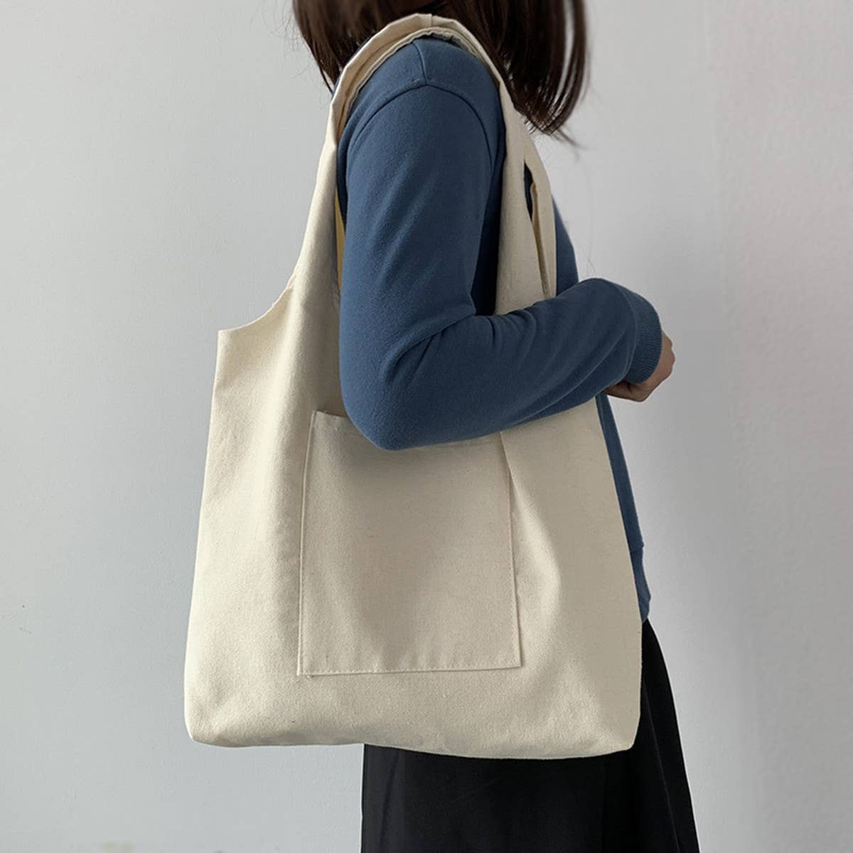 SOLID COLOR LITERARY BLANK HAND PAINTED CANVASBAG_CWAB2131