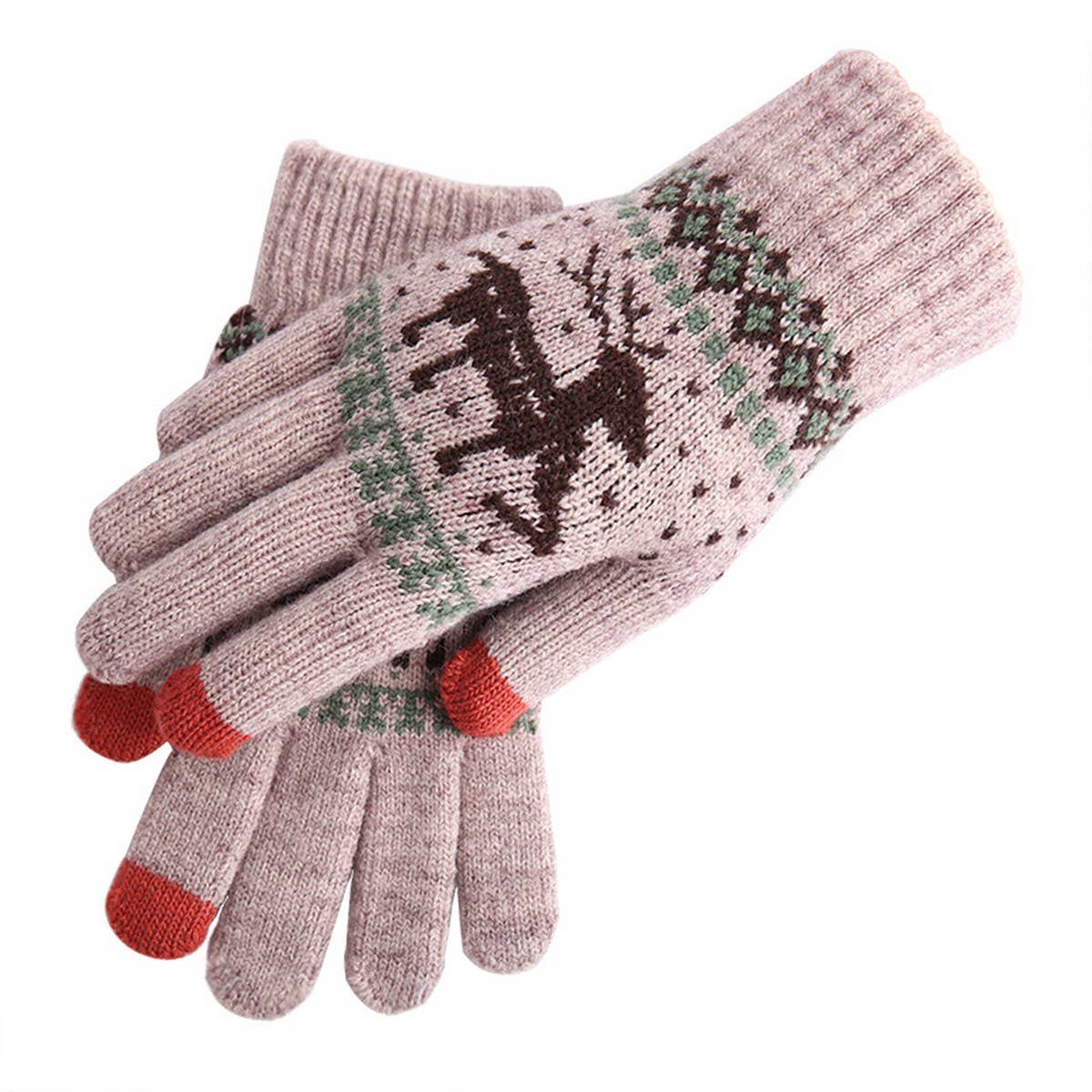 CUTE ELK FASHION KNITTED WARM TOUCH SCREEN GLOVES_CWAG0227