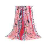 FLORAL BORDER SATIN SCARF ELEGANT BEACH WRAP_CWASC0672