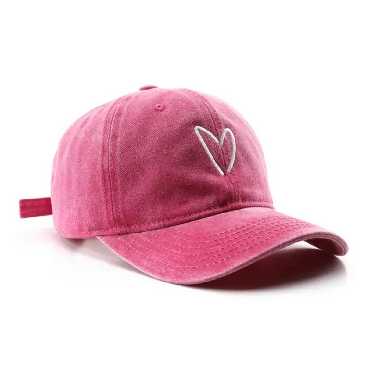 VINTAGE WASH HEART EMBROIDERY BASEBALL CAP UNISEX_CWAH1271