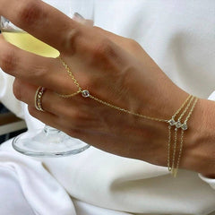 18K GOLD LAYERED ZIRCON BRACELET IN TITANIUM_CWAJE4648