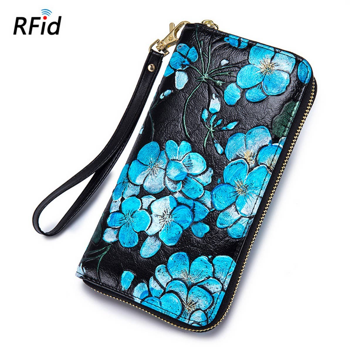 FASHION COWHIDE LONG ZIPPER GENUINE LEATHER WALLET_CWAB3736