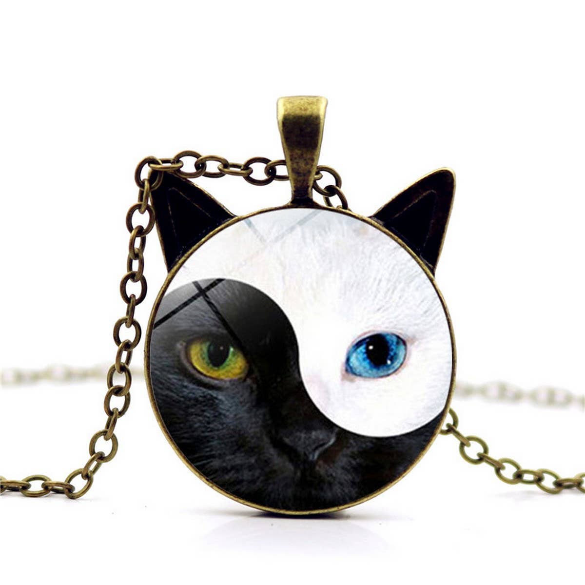 Yinyang Tai Chi Cat Time Gem Necklace_Cwaje0706
