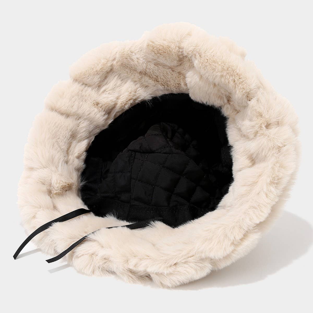 Faux Rabbit Plush Bucket Hat Women Winter_Cwah04622