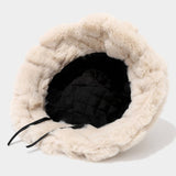 Faux Rabbit Plush Bucket Hat Women Winter_Cwah04622