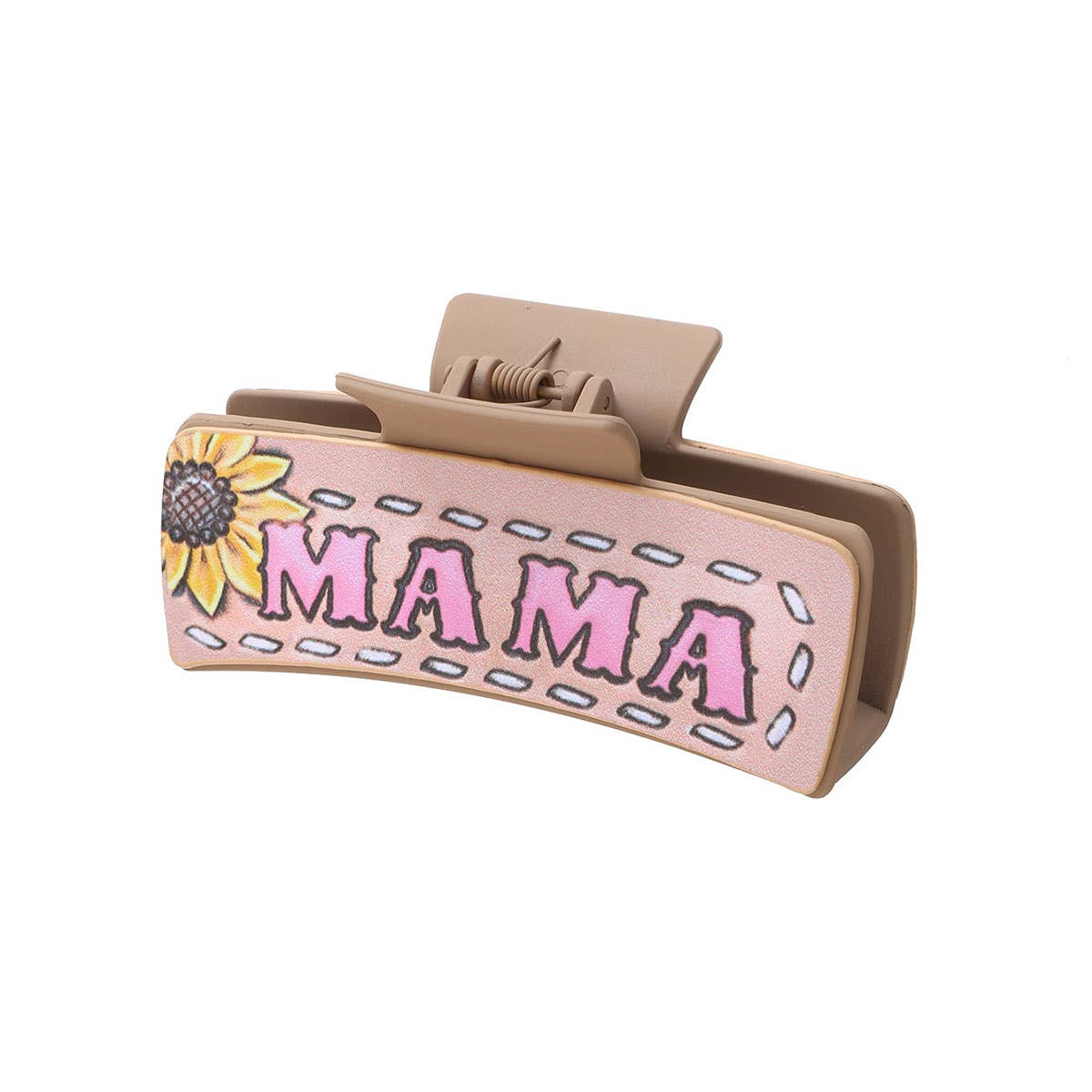 Western Cactus Sunflower Hair Claw Leather Clip_Cwasc1610