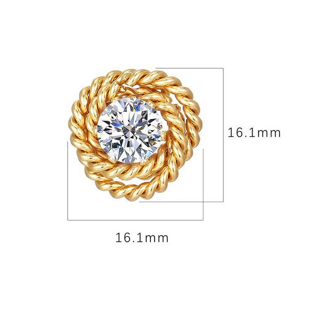 18K GOLD PLATED ROSE STUD EARRINGS_CWAJE0566