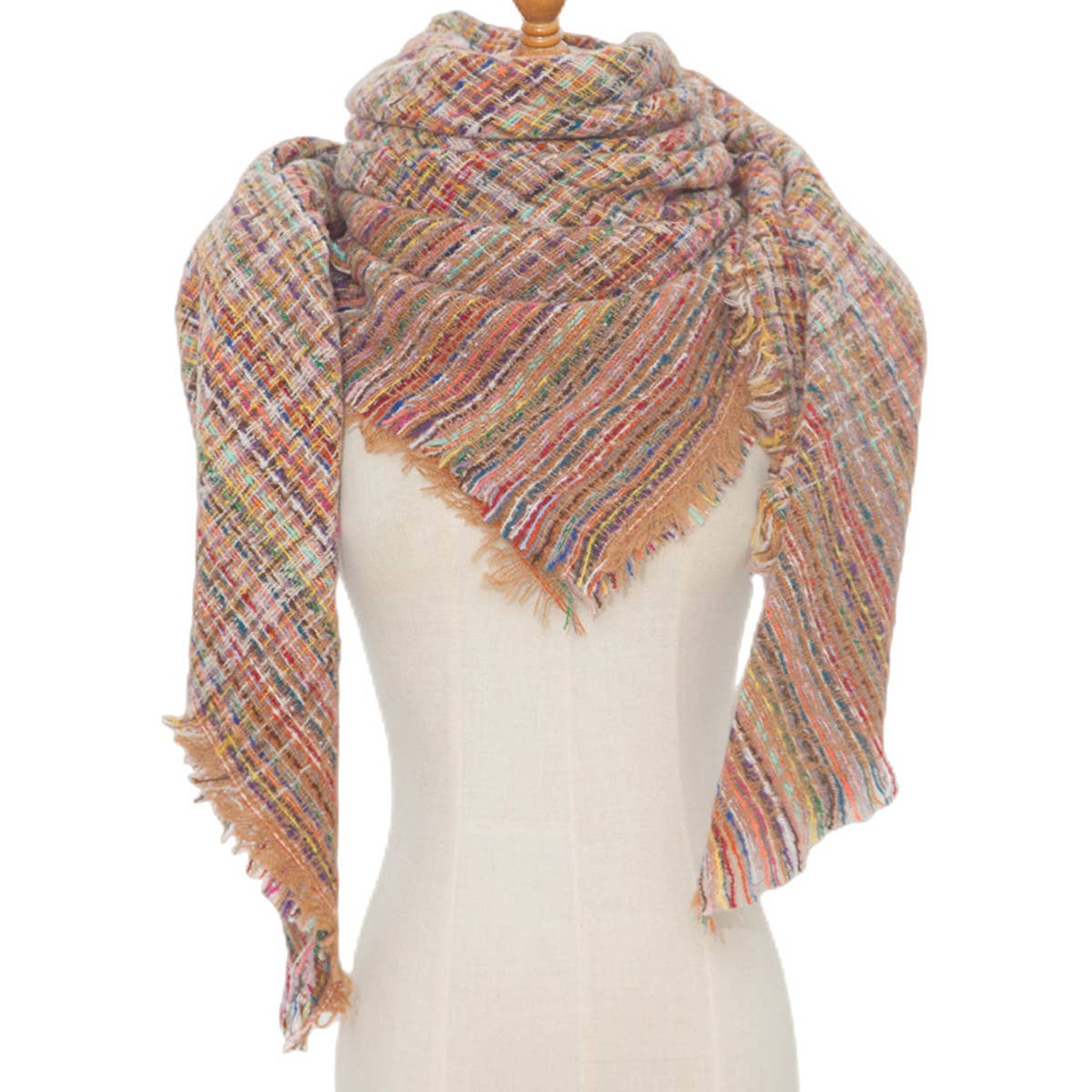 PLAID CIRCLE SCARF FALL WINTER WOVEN WRAP_CWASC0156