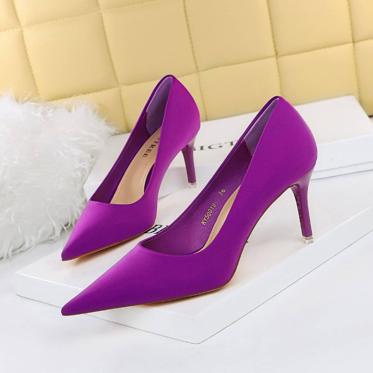 SIMPLE SOLID COLOR SHALLOW POINTED TOE HIGH HEELS_CWSHH0064